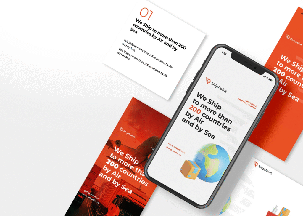 ShipPoint.Us nos confió la creación de una identidad corporativa integral que transmitiera profesionalismo, experiencia y confianza. El reto principal fue garantizar una comunicación visual coherente en todos los puntos de contacto: desde tarjetas de presentación hasta la presencia digital en redes sociales.